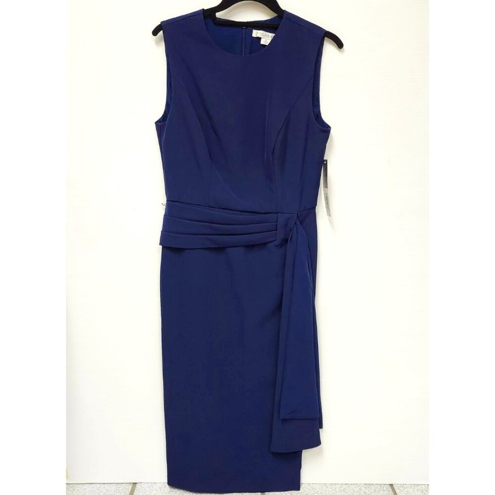 Kay Unger Women's Royal Blue Strapless Midi Dress W/Sash Size 6